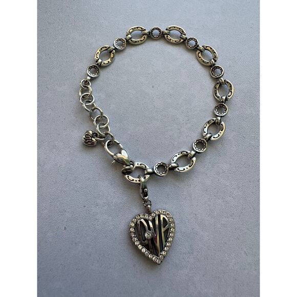 Brighton Link Chain Diva Dangle Charm Snap Bracelet Silver Adjustable Rhinestone - Picture 2 of 3